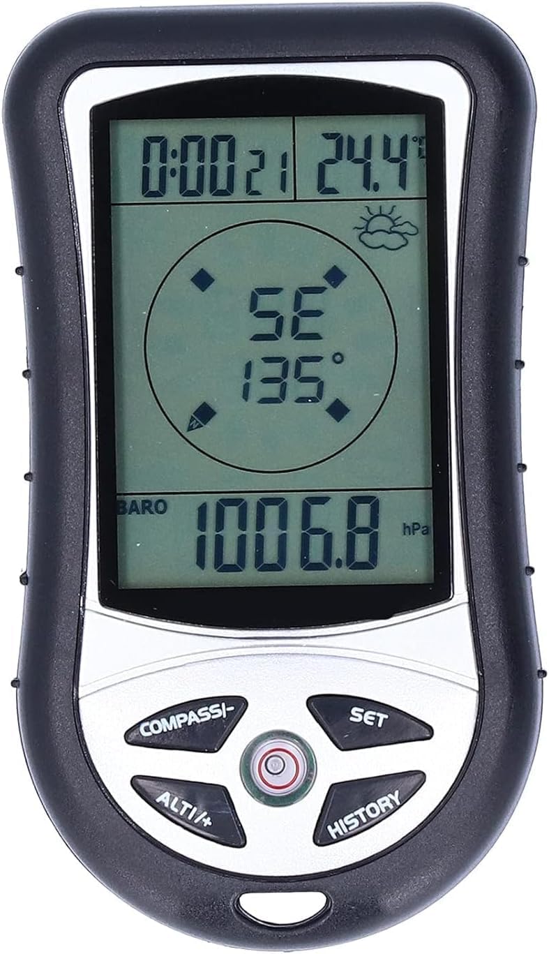 Kodrily Digital Altimeter, Digital Compass, Hiking Thermometer, Barometer 8 in 1 for Hiking Outside -2300 to 29500FT 1100MBAR, 300mbar to 1100mbar - Image 1